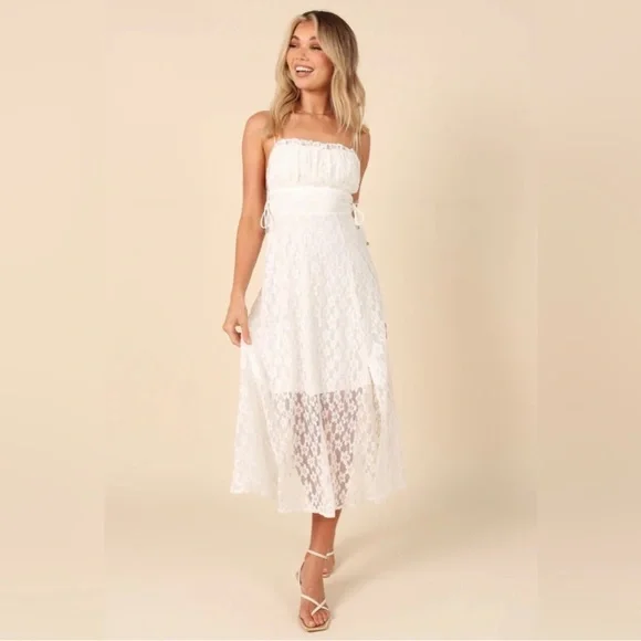 knee length dresses for ladies Meadow Lace Midi Dress